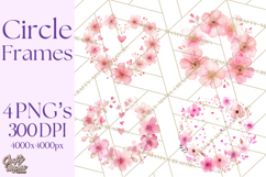 Watercolor Floral Wreaths Circles Clipart, Heart Accents Png Product Image 1