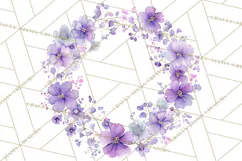 Watercolor Floral Wreaths Circles Clipart, Heart Accents Png Product Image 5