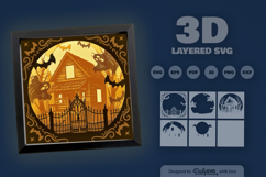 White Haunted Cabin Layered Papercut 3D SVG Product Image 3