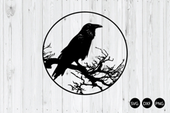 Raven On Tree Branch SVG, Crow SVG, Animal SVG Product Image 1