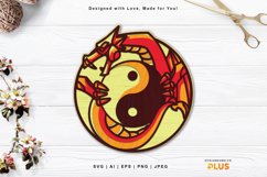 Dragon Guarding Yin Yang in Circle Frame Layered Lasercut Product Image 1