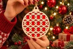 Circles Christmas Bauble SVG Laser Cut Ornament Design Product Image 2