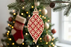 Circles Christmas Ornament SVG Laser Cut, Holiday Decor File Product Image 2