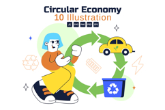 10 Circular Economy Vector Illustration Product Image 1