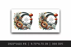 Circular watercolor cute dragon greeting Happy Chinese New Year quote print 20 oz tumbler skinny mug wrap clipart t-shirt sublimation printable design