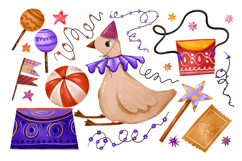 Festive Goose Party Clipart Set Hand Drawn Celebration Product Image 1