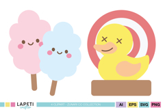 Cute kawaii birthday graphics for carnival party decorations and paper crafts