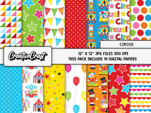 Circus Digital Paper and Clipart png, illustration Product Image 2