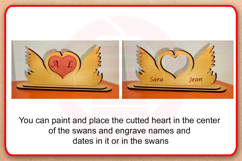 Laser cut template Swan heart SVG Wedding decor gift ideas Product Image 3