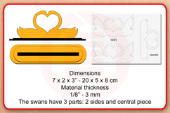 Laser cut template Swan heart SVG Wedding decor gift ideas Product Image 2