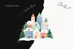 Cute Christmas Town Clipart | Christmas PNG Product Image 2