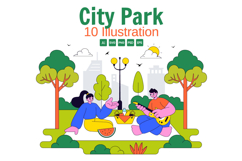 10 City Park Vector Illustration Product Image 1