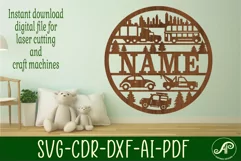 Cars and trucks name sign svg laser cut template Product Image 1