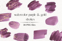 Gold and urple atercolor splash clipart Product Image 1