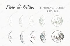 Watercolor Moon Phases, Moon clipart, Decorated Moon, Blush Product Image 2