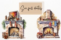 Watercolor Fireplaces Clipart, Cozy Fireplaces Product Image 2