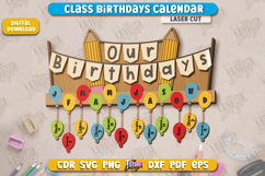 Class Birthdays Calendar Laser Cut Bundle,Perpetual Calendar Product Image 4