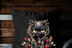 Black Christmas Angry Cat PNG Design for Sublimation Product Image 7
