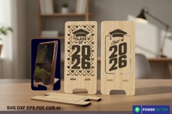 Class of 2026 Phone Holder, Cellphone Stand Laser Cut File Product Image 1