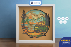 Classic Camper Van Nature 3D Shadow Box - Camper Van 3D SVG Product Image 1