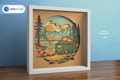 Classic Camper Van Nature 3D Shadow Box - Camper Van 3D SVG Product Image 2