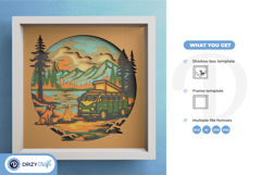 Classic Camper Van Nature 3D Shadow Box - Camper Van 3D SVG Product Image 3