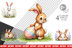 Classic Easter Bunnies Clipart Product Image 1