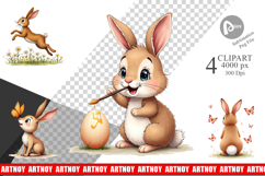 Classic Easter Bunnies Clipart Product Image 1