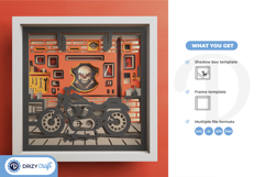 Classic Motorcycle Workshop 3D Shadow Box Product Image 3