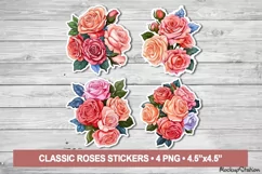 Roses Stickers | Vintage Flowers Printable PNG | Pink Floral Product Image 1