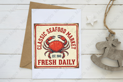Classic Seafood Market Crab Sign PNG, Vintage Coastal Product Image 3