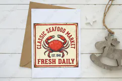 Classic Seafood Market Crab Sign PNG, Vintage Coastal Product Image 3