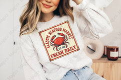 Classic Seafood Market Crab Sign PNG, Vintage Coastal Product Image 4