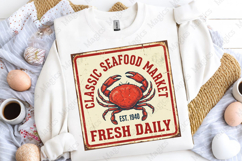 Classic Seafood Market Crab Sign PNG, Vintage Coastal Product Image 5