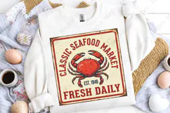 Classic Seafood Market Crab Sign PNG, Vintage Coastal Product Image 5