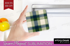 Tartan Plaid Magnet Sublimation - Tartan Pattern Square PNG Product Image 1