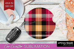 Tartan Plaid Car Coaster - Tartan Pattern Coaster PNG Product Image 1