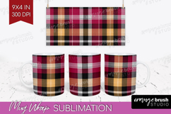 Tartan Plaid Mug Wrap - Tartan Pattern Mug PNG Sublimation Product Image 1