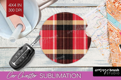 Tartan Plaid Car Coaster - Tartan Pattern Coaster PNG Product Image 1