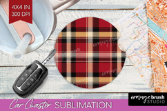 Tartan Plaid Car Coaster - Tartan Pattern Coaster PNG Product Image 1