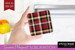 Tartan Plaid Magnet Sublimation - Tartan Pattern Square PNG Product Image 1