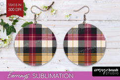 Tartan Plaid Round Earrings - Tartan Pattern PNG Sublimation Product Image 1