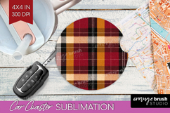 Tartan Plaid Car Coaster - Tartan Pattern Coaster PNG Product Image 1