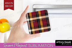 Tartan Plaid Magnet Sublimation - Tartan Pattern Square PNG Product Image 1