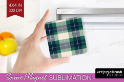 Tartan Plaid Magnet Sublimation - Tartan Pattern Square PNG Product Image 1
