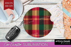 Tartan Plaid Car Coaster - Tartan Pattern Coaster PNG Product Image 1