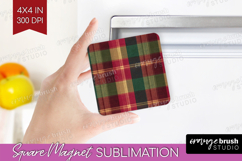 Tartan Plaid Magnet Sublimation - Tartan Pattern Square PNG Product Image 1