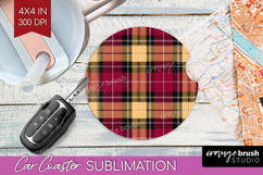 Tartan Plaid Car Coaster - Tartan Pattern Coaster PNG Product Image 1
