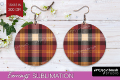 Tartan Plaid Round Earrings - Tartan Pattern PNG Sublimation Product Image 1