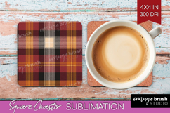 Tartan Plaid Square Coaster - Tartan Pattern Coaster PNG Product Image 1